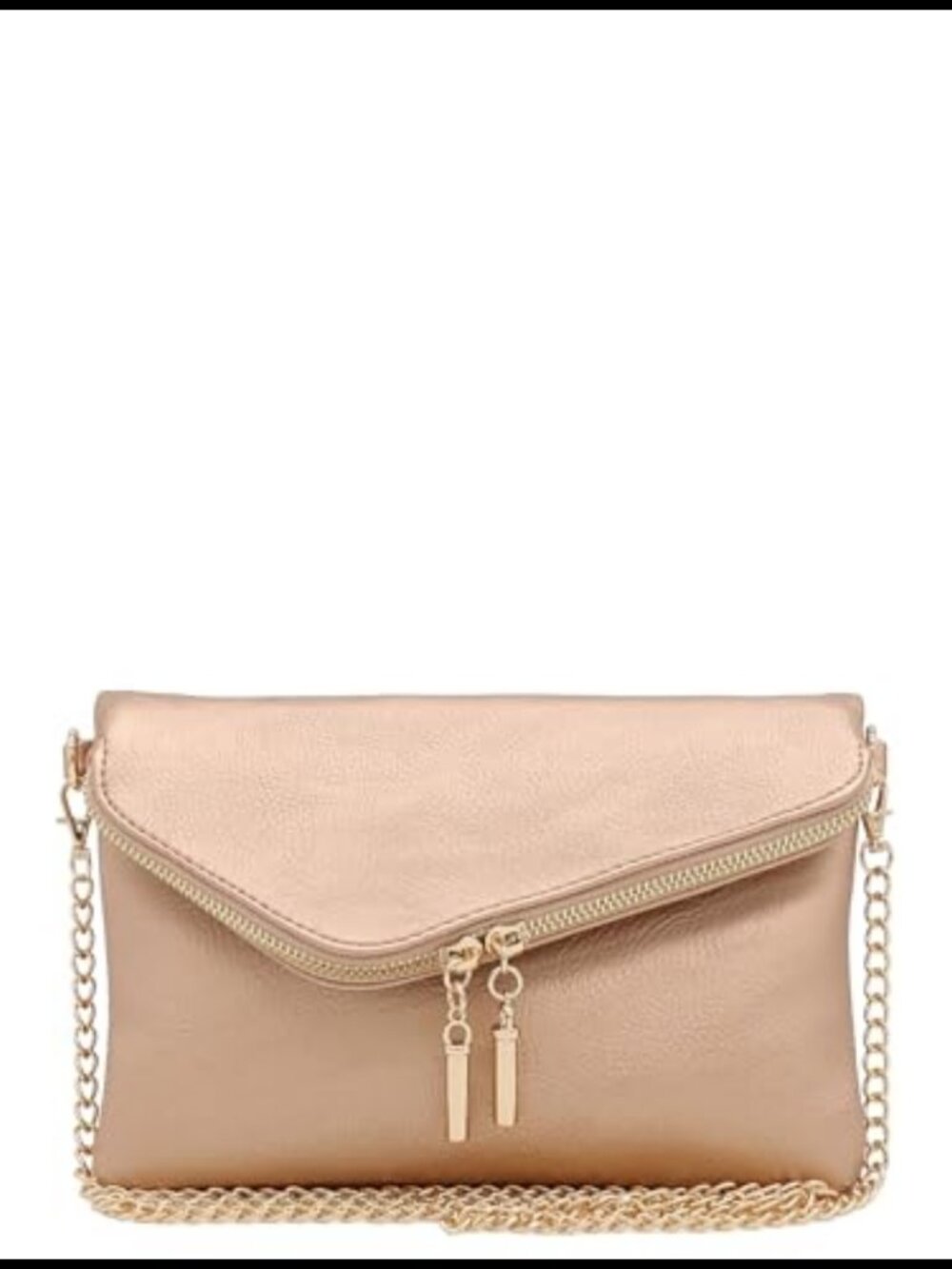 Envelope Wristlet Clutch Crossbody Bag with Chain Strap Faux Leather